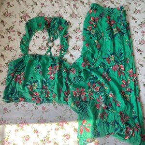 Floral Summer Skirt & Crop Top Set